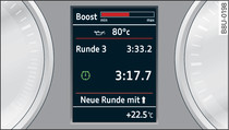 Instrument cluster: Lap timer, boost pressure and engine oil temperature display